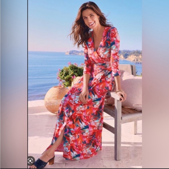 Soft surroundings faux wrap dress - Picture 1 of 4